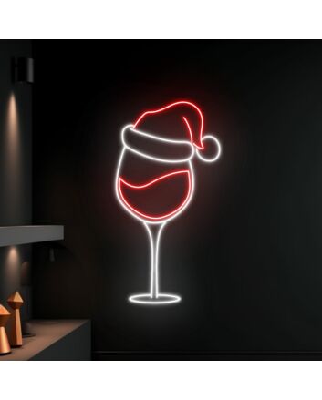 Add Festive Cheer to Your Home, Office, and Holiday Parties with the Champagne Christmas Hat LED Neon Sign - Perfect for Creating a Merry Atmosphere!