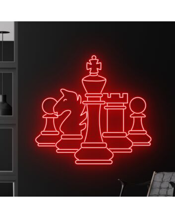 Brighten Your Game Nights and Decor with the Custom Chess Led Neon Sign for Home, Office, and Social Events.