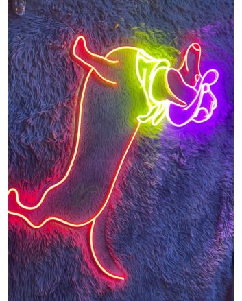 Brighten Up Your Space: Cowboy Dachshund Hotdog Led Neon Sign for Bars, Home Decor, and Unique Office Settings