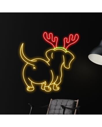 Brighten Your Festive Season: Dachshund Christmas LED Sign Neon Light for Home Decor, Office Celebrations, and Holiday Parties.