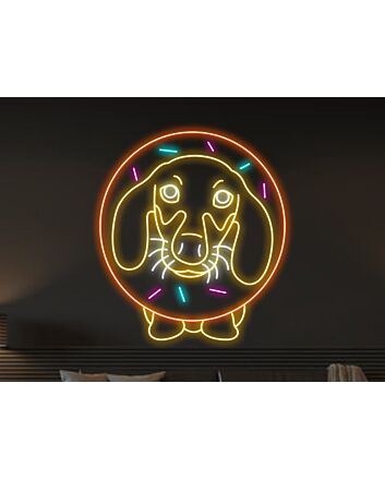 Brighten Up Your Bakery, Home, or Pet-Friendly Cafe with Dachshund Donut Bakery LED Sign Dachshund Neon Light Decor.