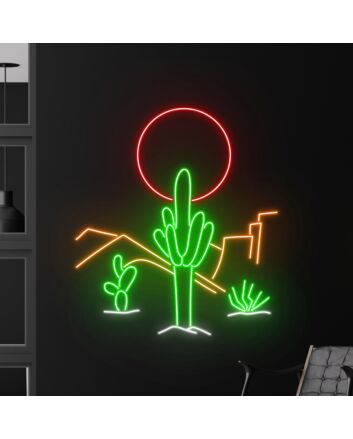 Light Up Your Space: Desert Cactus Led Neon Sign for Vibrant Home Decor, Trendy Coffee Bars, Chic Restaurants, and Sparkling Club Settings
