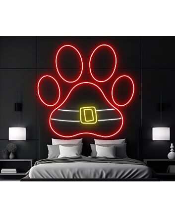 Bring Festive Joy to Your Home or Office with the Dog Paw Christmas Belt LED Neon Sign – Perfect for Holiday Decor and Celebrations