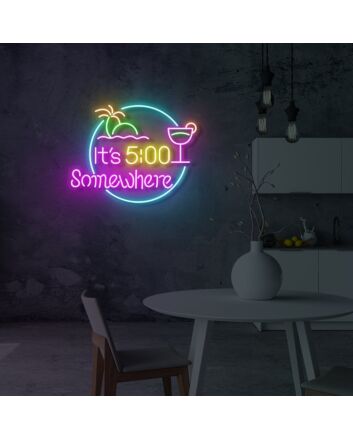 Customize It&#039;s 5 Somewhere Cocktails LED Neon Sign