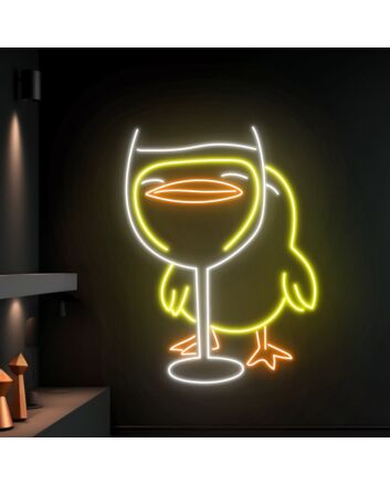 Brighten Your Space: Duck With Champagne LED Sign for Animal Lovers - Perfect for Restaurants, Home Decor, Bars, and Wedding Celebrations