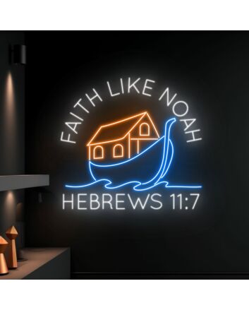 Brighten Your Space for Christmas, Weddings, and Worship with Faith Like Noah Hebrews 117 Led Neon Sign Decor.
