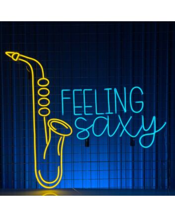 Elevate Your Jazz Nights with Feeling Saxy Led Neon Sign: Perfect for Bars, Clubs, Music Studios, and Home Decor.