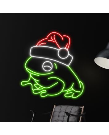 Brighten Your Festivities: Ideal for Christmas Celebrations, Home & Office Decor - Frog In Christmas Hat Led Neon Sign