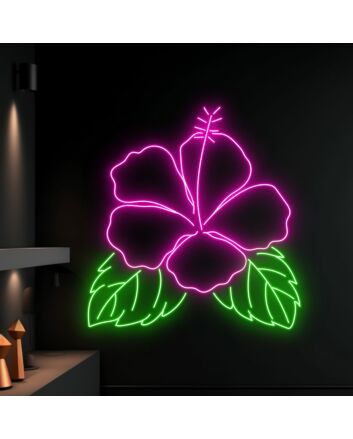 Elevate Your Space: Transform Your Home, Office, or Bar with the Hibiscus Flower Neon LED Light - Perfect for Weddings and Parties Too!