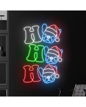 Brighten Your Holiday Festivities and Spaces: Hohoho Bulldog Christmas Led Neon Sign, Perfect for Home Decor, Bars, and Christmas Parties