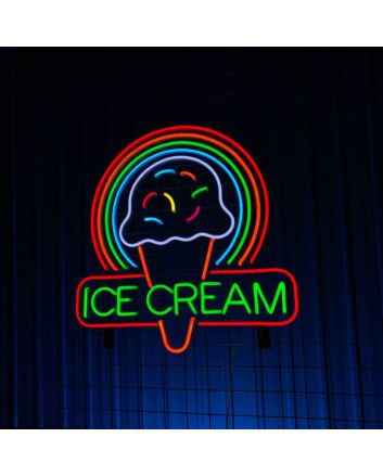 Brighten Your Cream Coffee Shop, Home, or Wedding with the Ice Cream Neon Led Light Deco