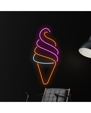Brighten Up Your Space: Ice Cream Neon Led Light for Cream Coffee Shop, Home Decor, and Special Events Wall Accent