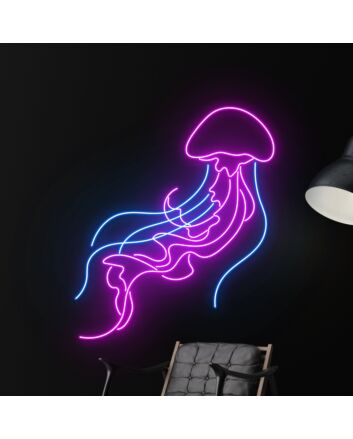 Brighten Your Space with the Jelly Fish Led Neon Sign: Perfect for Home Decor, Bars, and Animal Lovers' Celebrations