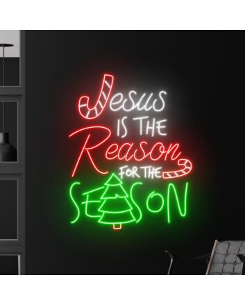 Brighten Your Holiday Celebrations at Home or Church with the Jesus Is The Reason For The Season Led Neon Sign Christmas Decor