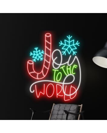 Brighten Your Holiday Decor and Celebrations: Joy To The World Led Neon Sign Custom Candy Cane Christmas Led Sign for Home, Office, and Christmas-themed Events.