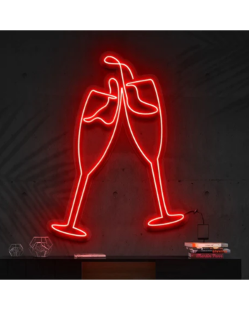 Champagne Glass Cheers LED Sign