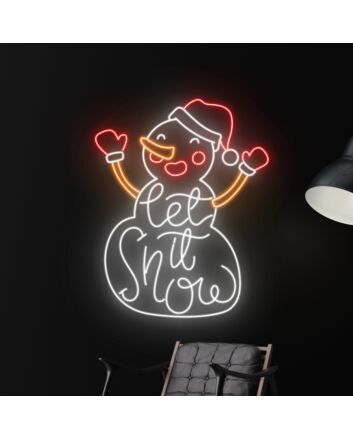 Add a Festive Glow to Your Holidays: Let It Snow Snowman Led Sign Christmas Neon Light for Perfect Home, Office, and Party Decor.