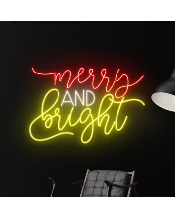 Merry And Bright Led Neon Sign Light Christmas Decor
