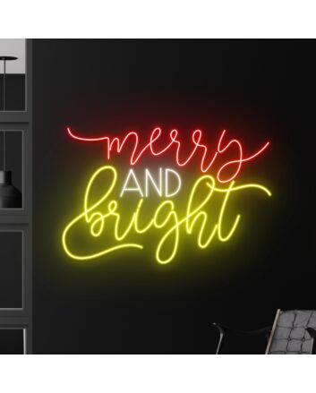 Merry And Bright Led Neon Sign Light Christmas Decor