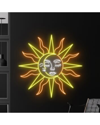 Moon And Sun Led Neon Sign Moon And Sun Neon Light Moon Lover Led Sign