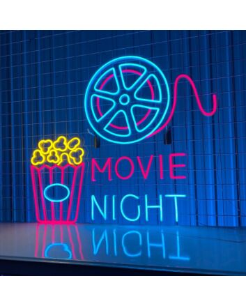 Movie Night Led Neon Sign Popcorn Cinema Led Neon Sign Movie Night Cinema Decor
