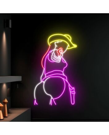 Naked Cowgirl With Gun Led Neon Sign Texas Cowgirl Neon Led Sign
