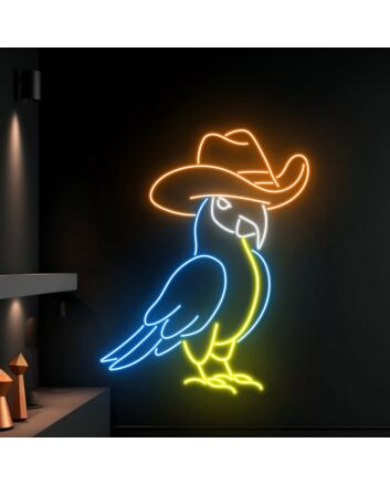 Parrot Cowboy Led Neon Sign Parrot Cowboy Hat Led Sign Animal Lover Neon Light