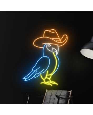 Parrot Cowboy Led Neon Sign Parrot Cowboy Hat Led Sign Animal Lover Neon Light