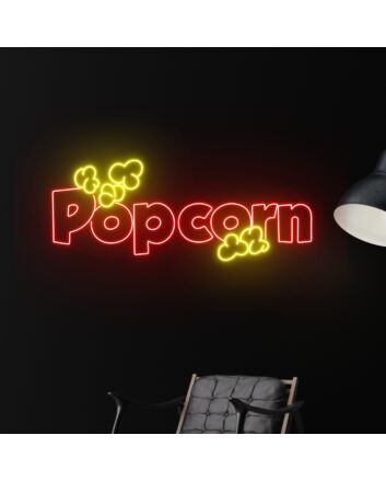 Popcorn Logo Led Neon Sign Cinema Led Neon Sign Movie Night Cinema Decor