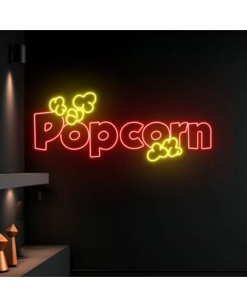 Popcorn Logo Led Neon Sign Cinema Led Neon Sign Movie Night Cinema Decor