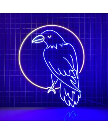 Raven Led Neon Sign Raven Led Light Raven In Circle Animal Neon Light
