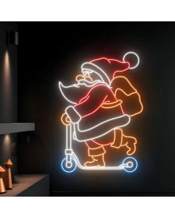 Santa Claus Riding Scooter Led Sign Santa Christmas Neon Light Christmas Decor
