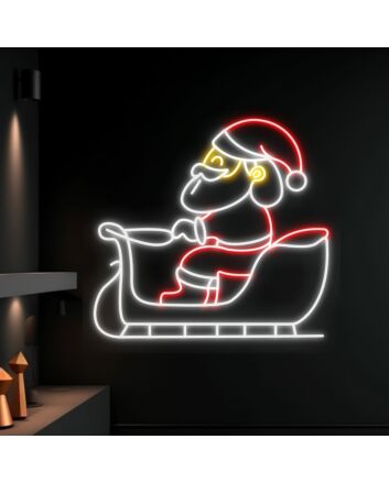Santa Claus With Sleigh Led Neon Sign Christmas Decor