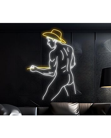 Sexy Bikini Cowboy Man Texas Led Neon Sign Sexy Body Gay Man Cowboy Hat Led Sign