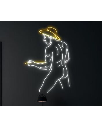 Sexy Bikini Cowboy Man Texas Led Neon Sign Sexy Body Gay Man Cowboy Hat Led Sign