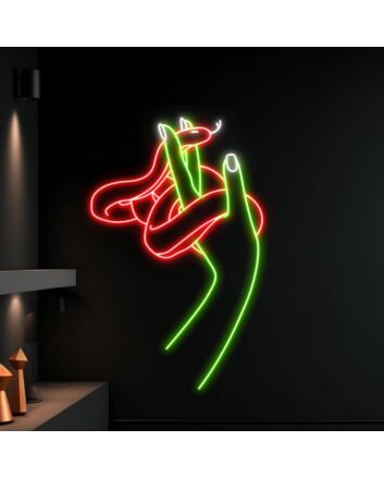 Snake Wrapping Around Hand Led Neon Sign
