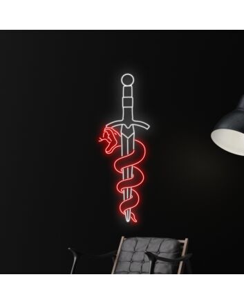 Snake Wrapping Around Sword Led Neon Sign Christmas Decor