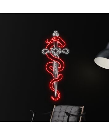 Snake Wrapping Around Sword Led Neon Sign Light Christmas Decor