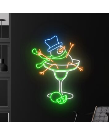 Snowman Margarita Led Neon Sign Restaurant Decor