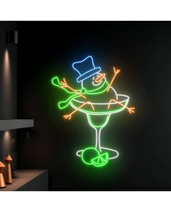 Snowman Margarita Led Neon Sign Restaurant Decor