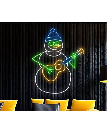 Snowman Play Guitar Christmas Led Neon Sign Snowman Merry Christmas Led Sign