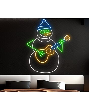 Snowman Play Guitar Christmas Led Neon Sign Snowman Merry Christmas Led Sign