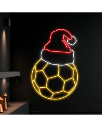 Soccer Ball Christmas Hat Led Neon Sign