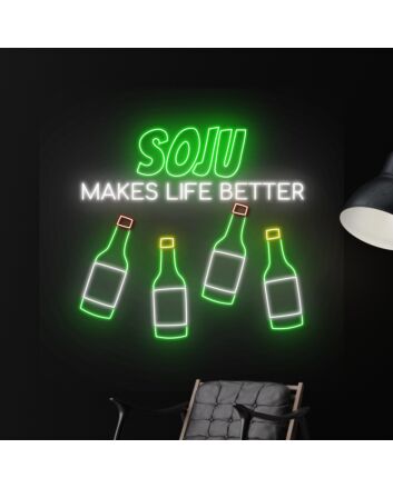Soju Makes Life Better Logo Led Neon Sign Led Neon Sign Light Bar Club Wall Decor