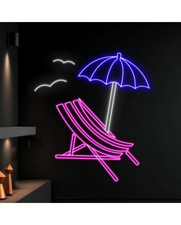 Summer Beach Chair Umbrella Led Neon Sign Beach Lover Neon Light