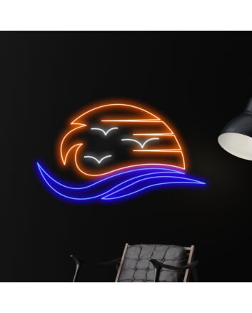 Sunrise Led Neon Sign Sea With The Sun Led Sign Summer Beach Lover Neon Light
