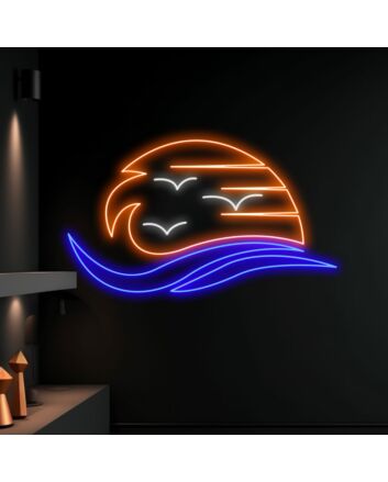 Sunrise Led Neon Sign Sea With The Sun Led Sign Summer Beach Lover Neon Light
