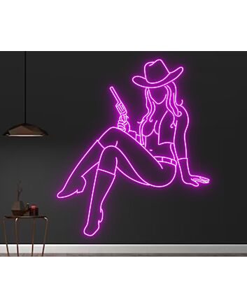 Texas Cowgirl Neon Led Sign Cowgirl Bar Cowboy Hanging Led Neon Sign Light Bar Decor
