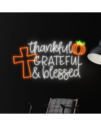 Thankful Grateful And Blessed Led Neon Sign