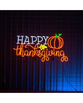 Thankful Grateful And Blessed Led Neon Sign Thanksgiving Pumpkin Led Neon Sign